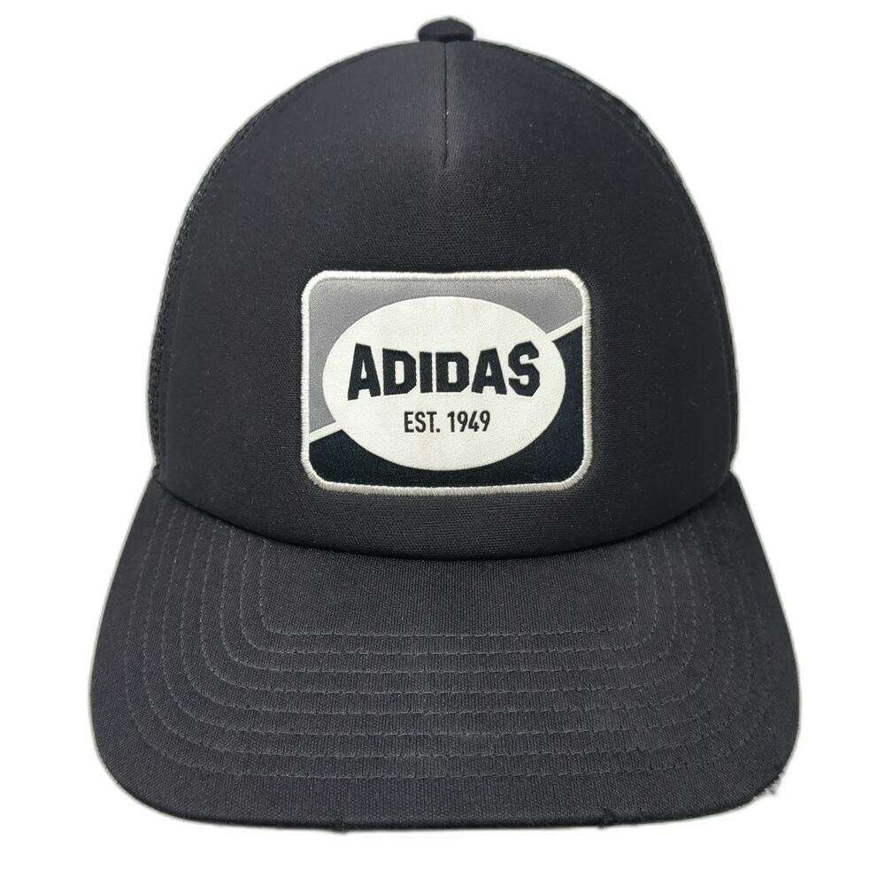 Adidas Trucker Hat Black One Size Mesh Back Aeroready Patch Snapback Breathable
